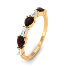 Natural Garnet Diamond Half Eternity Ring in East West Style AAA - Rosec Jewels