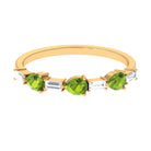 Peridot and Moissanite East West Half Eternity Ring AAA - Rosec Jewels