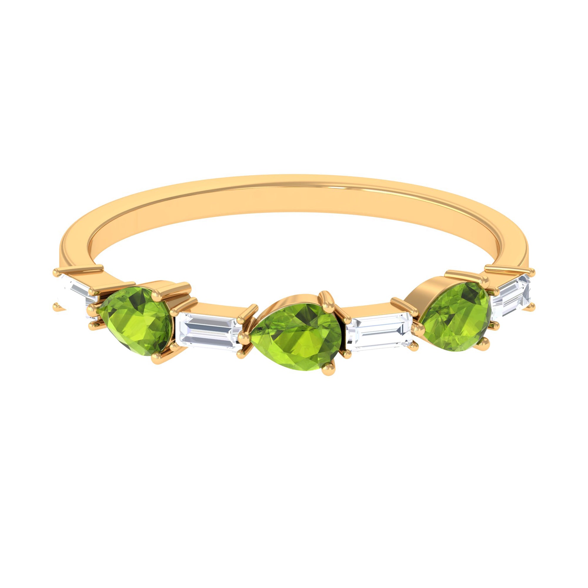 Peridot and Moissanite East West Half Eternity Ring AAA - Rosec Jewels