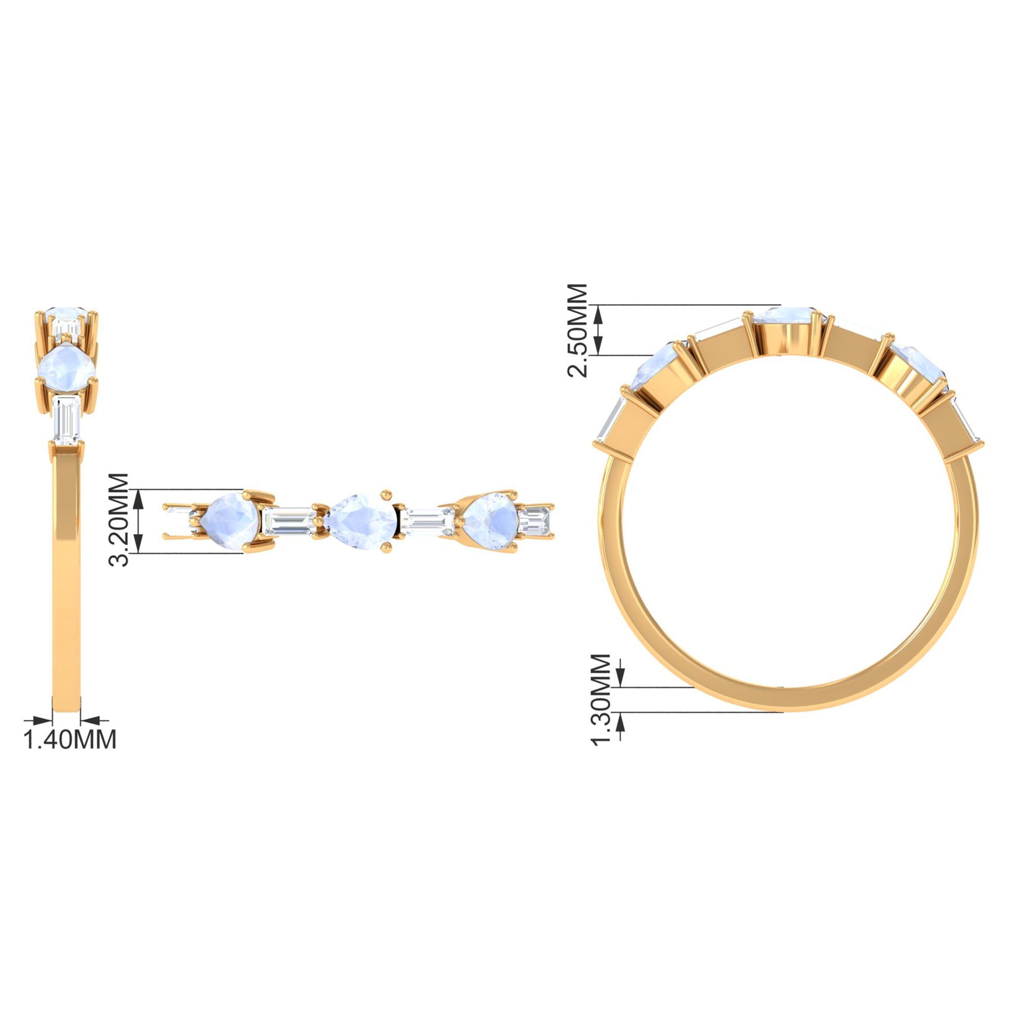 Rosec Jewels-Moonstone and Diamond East West Half Eternity Ring