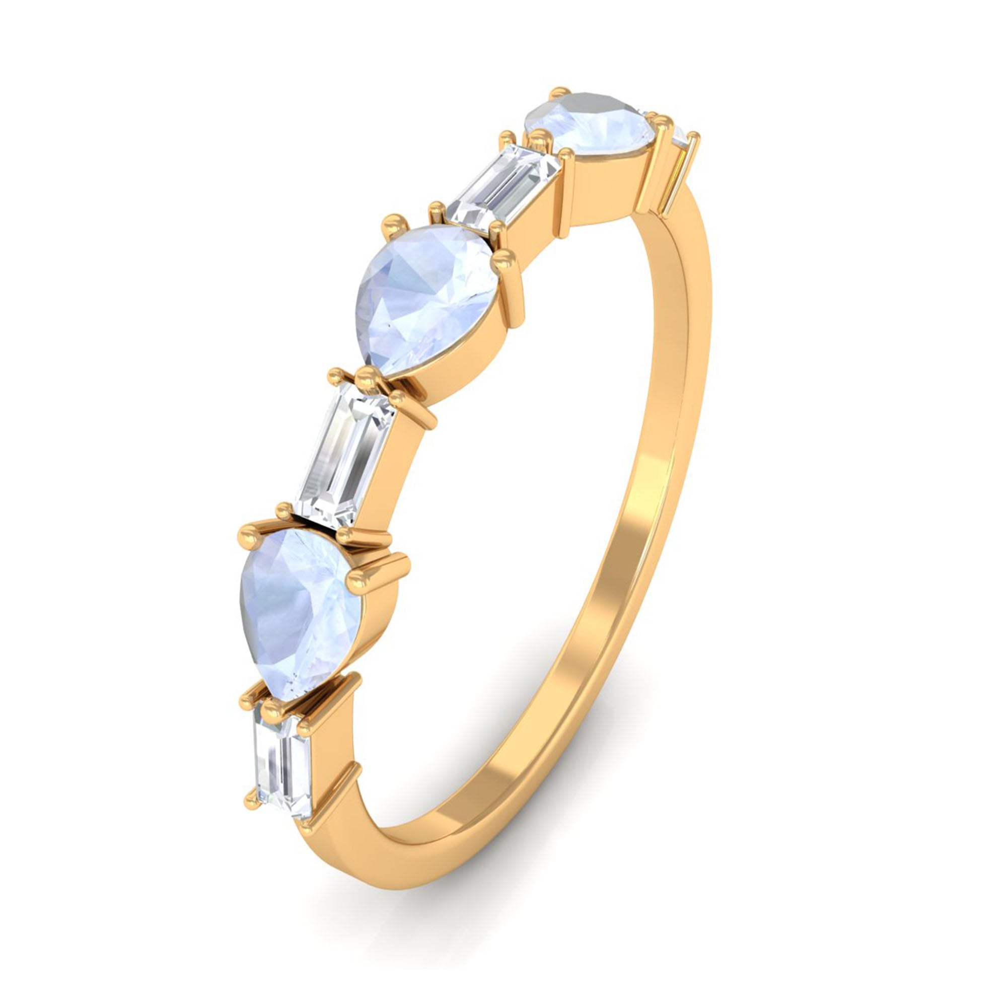 Rosec Jewels-Moonstone and Diamond East West Half Eternity Ring