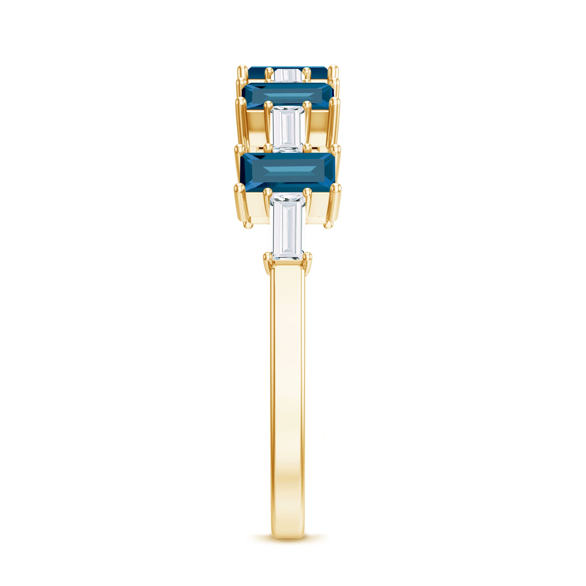 Rosec Jewels-London Blue Topaz and Diamond Baguette Eternity Band Ring