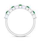 Genuine Baguette Emerald Half Eternity Ring with Moissanite AAA - Rosec Jewels