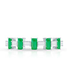 Genuine Baguette Emerald Half Eternity Ring with Moissanite AAA - Rosec Jewels