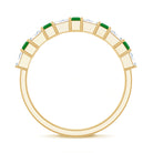 Genuine Baguette Emerald Half Eternity Ring with Moissanite AAA - Rosec Jewels