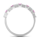Pink Tourmaline and Moissanite East West Half Eternity Ring AAA - Rosec Jewels