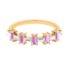 Pink Tourmaline and Moissanite East West Half Eternity Ring AAA - Rosec Jewels