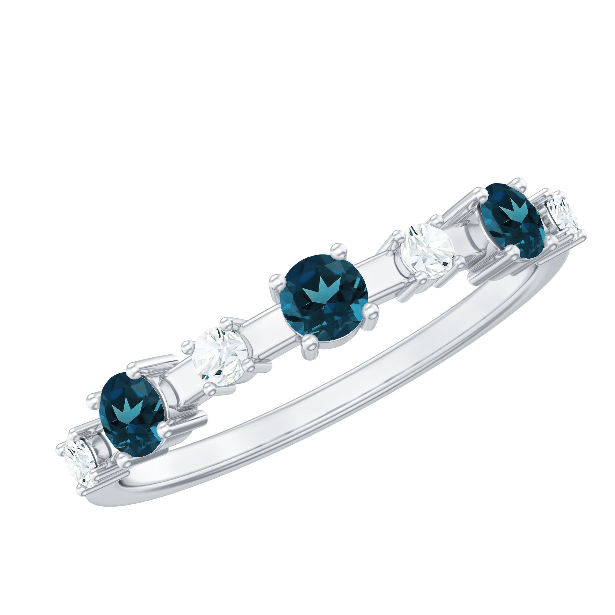 Rosec Jewels-London Blue Topaz Wedding Eternity Band with Diamond