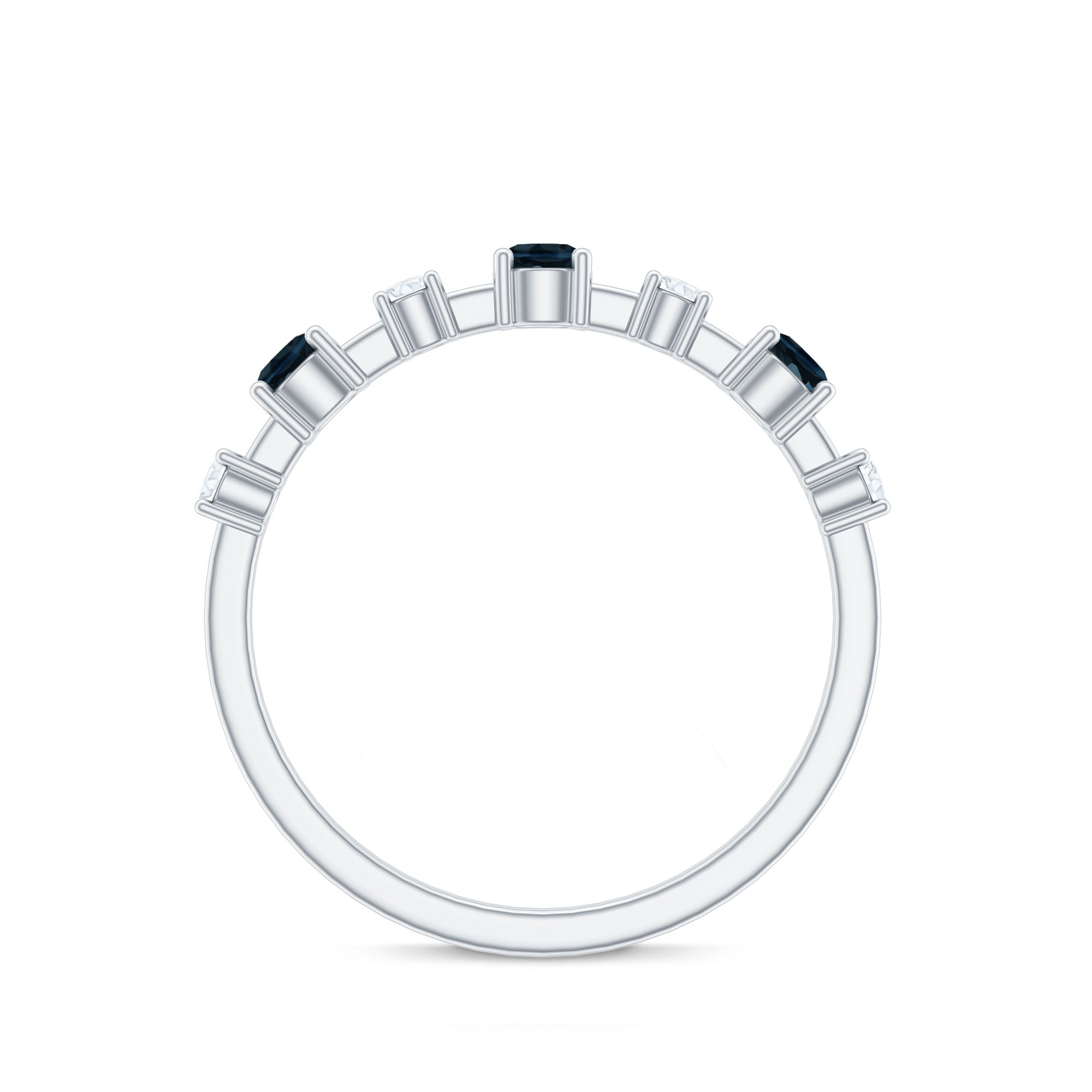 Rosec Jewels-London Blue Topaz Wedding Eternity Band with Diamond