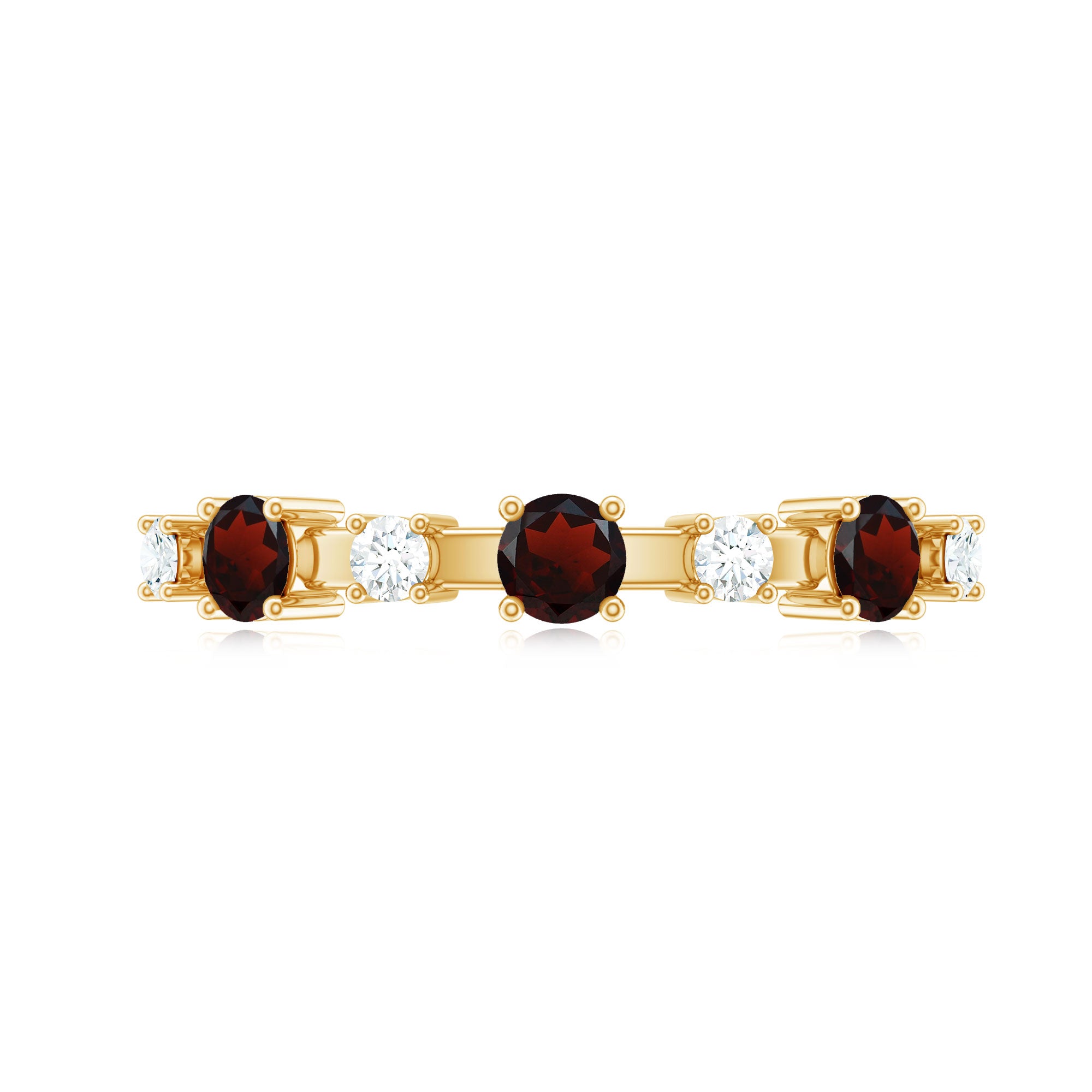 Rosec Jewels-Natural Garnet Diamond Half Eternity Ring