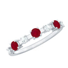 Natural Ruby Half Eternity Anniversary Ring with Diamond AAA - Rosec Jewels