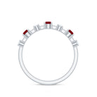 Natural Ruby Half Eternity Anniversary Ring with Diamond AAA - Rosec Jewels