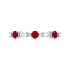 Natural Ruby Half Eternity Anniversary Ring with Diamond AAA - Rosec Jewels