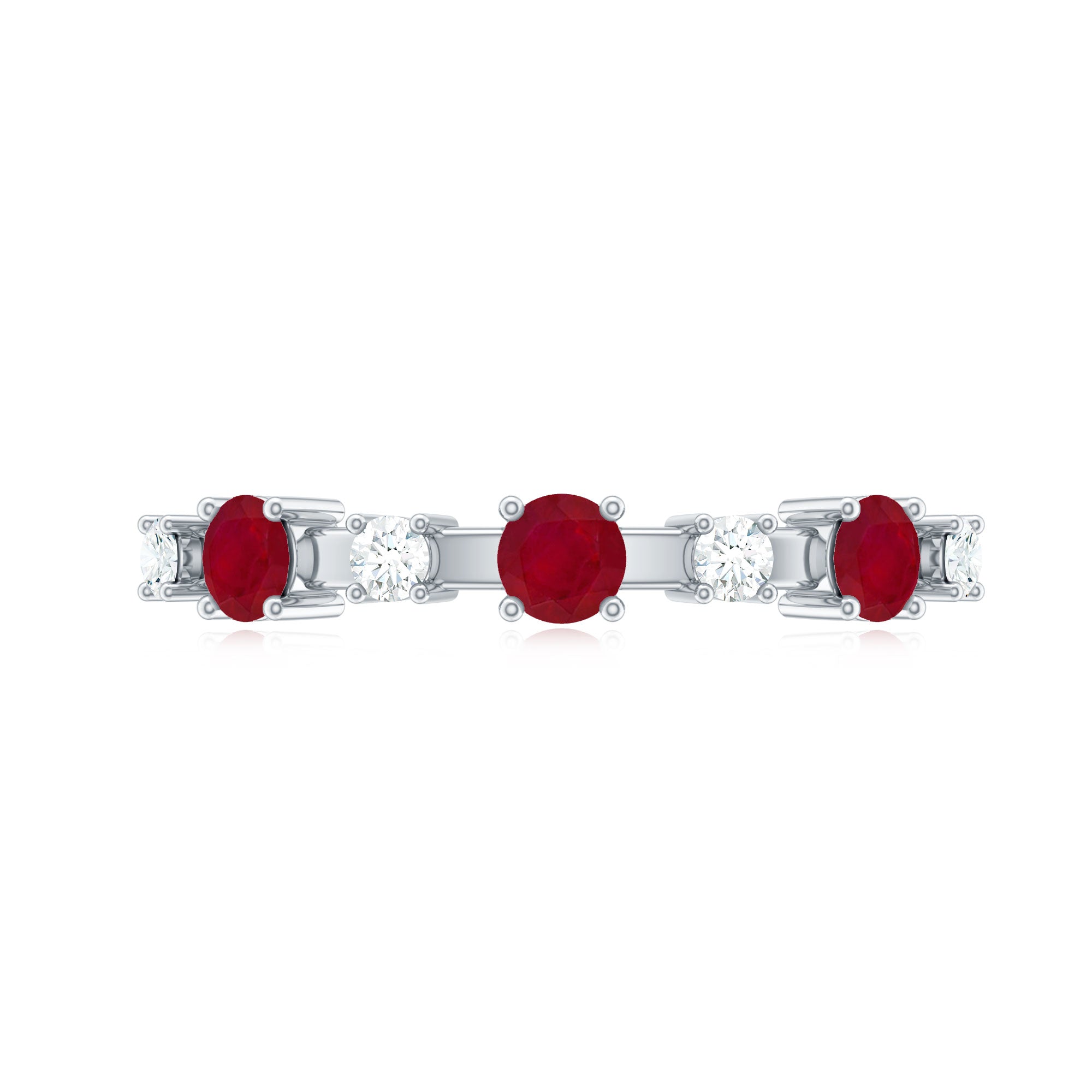 Natural Ruby Half Eternity Anniversary Ring with Diamond AAA - Rosec Jewels