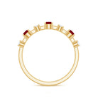 Natural Ruby Half Eternity Anniversary Ring with Diamond AAA - Rosec Jewels