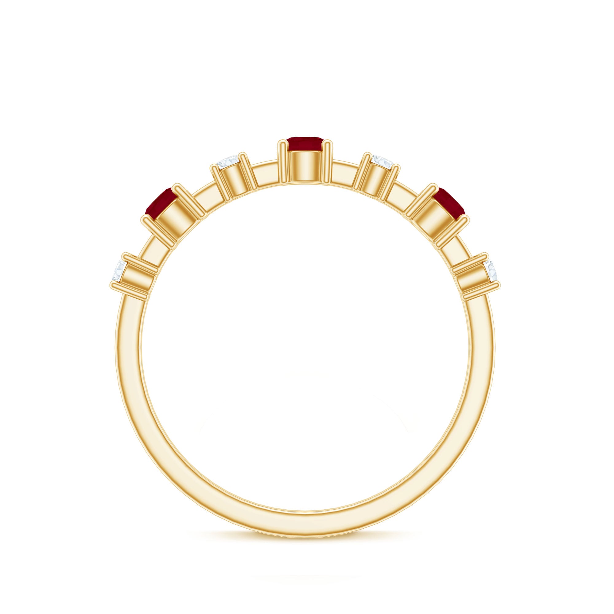 Natural Ruby Half Eternity Anniversary Ring with Diamond AAA - Rosec Jewels