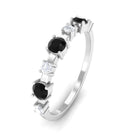 Black Spinel and Diamond Half Eternity Ring AAA - Rosec Jewels