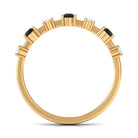 Black Spinel and Diamond Half Eternity Ring AAA - Rosec Jewels