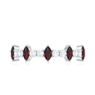 Natural Marquise Garnet Half Eternity Ring with Diamond AAA - Rosec Jewels