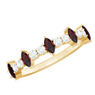 Natural Marquise Garnet Half Eternity Ring with Diamond AAA - Rosec Jewels