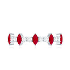 Natural Marquise Ruby Diamond Half Eternity Ring AAA - Rosec Jewels
