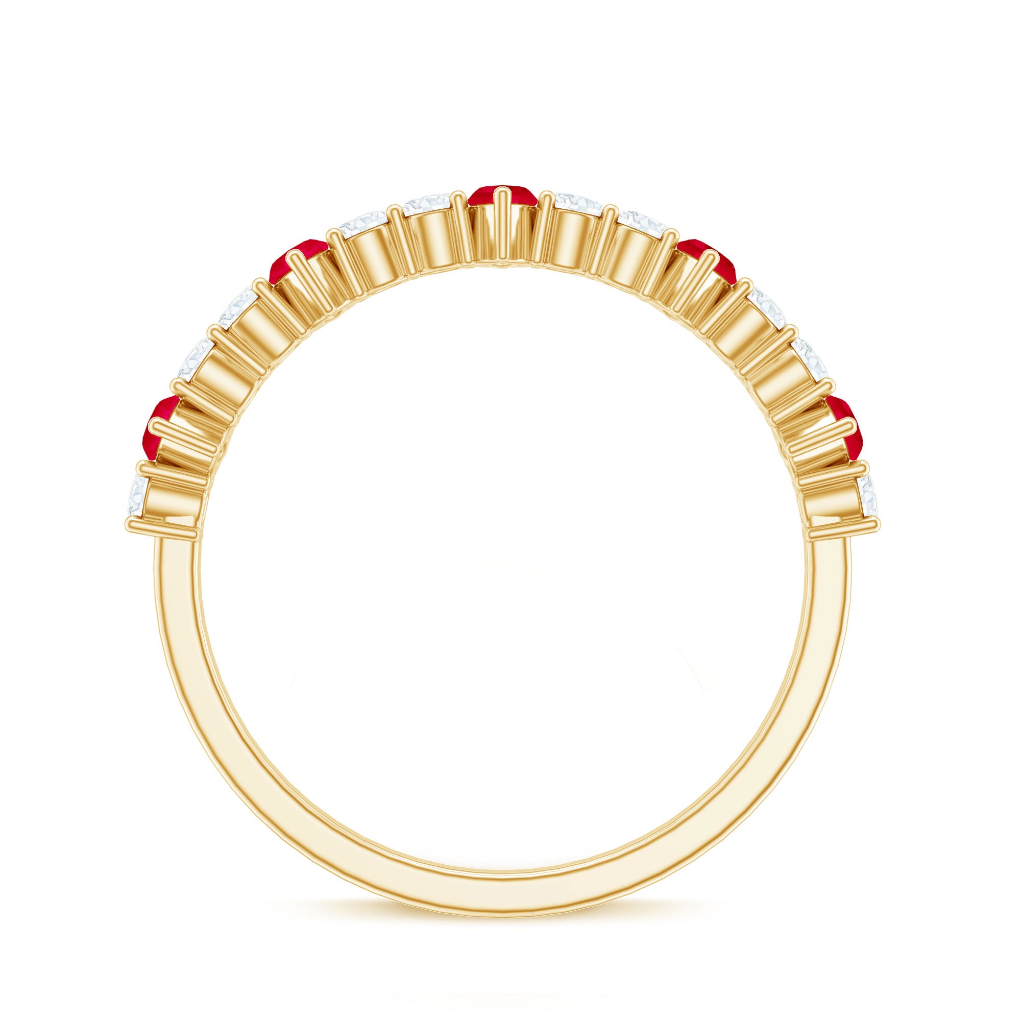 Natural Marquise Ruby Diamond Half Eternity Ring AAA - Rosec Jewels
