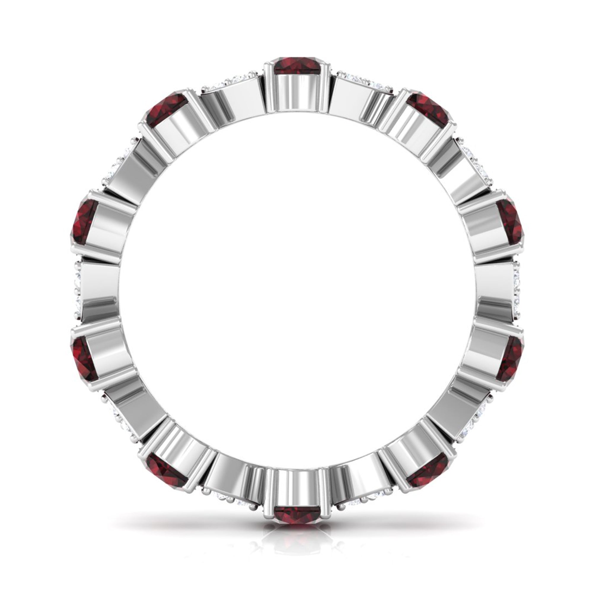 Natural Garnet Diamond Eternity Ring with Certificate AAA - Rosec Jewels