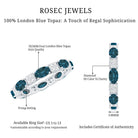 Oval London Blue Topaz Full Eternity Band Ring with Diamond AAA - Rosec Jewels