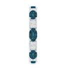Oval London Blue Topaz Full Eternity Band Ring with Diamond AAA - Rosec Jewels