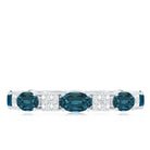 Oval London Blue Topaz Full Eternity Band Ring with Diamond AAA - Rosec Jewels