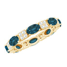 Oval London Blue Topaz Full Eternity Band Ring with Diamond AAA - Rosec Jewels