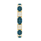 Oval London Blue Topaz Full Eternity Band Ring with Diamond AAA - Rosec Jewels