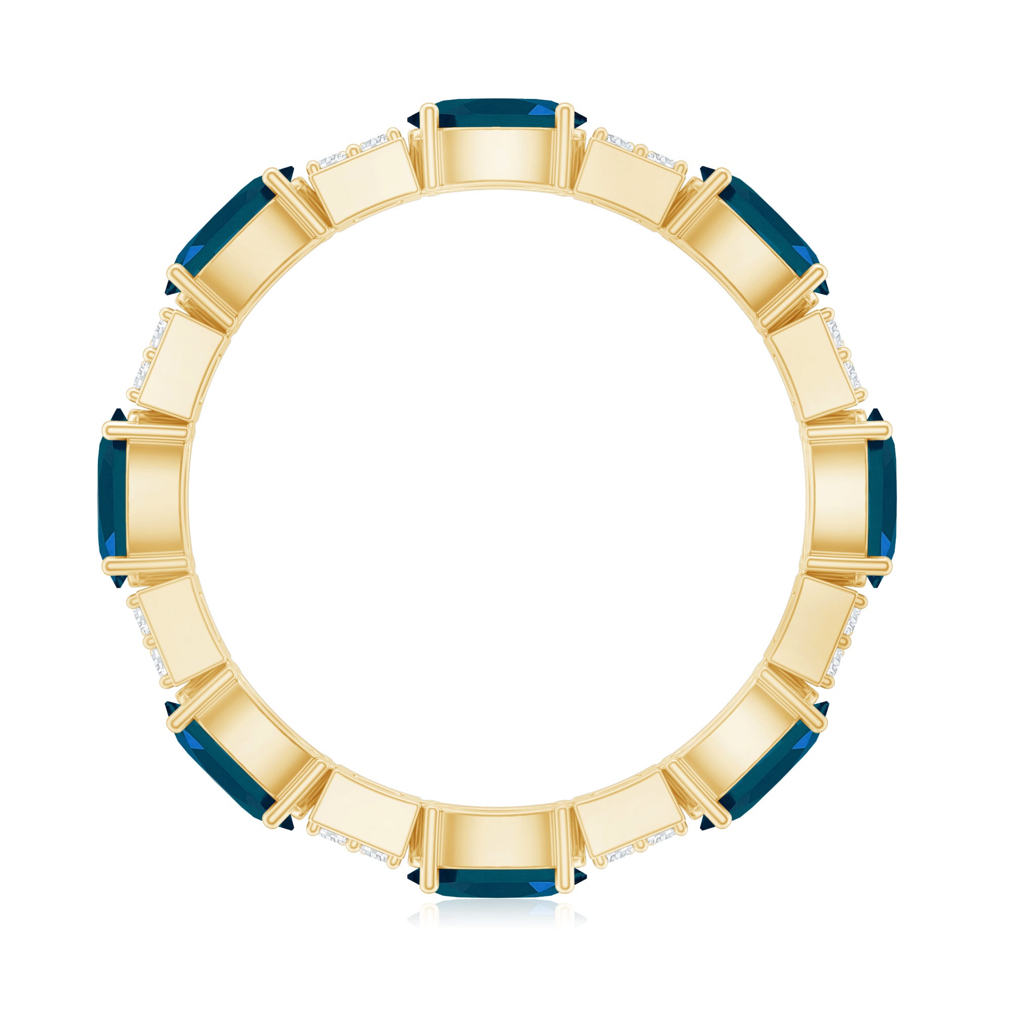 Oval London Blue Topaz Full Eternity Band Ring with Diamond AAA - Rosec Jewels