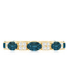 Oval London Blue Topaz Full Eternity Band Ring with Diamond AAA - Rosec Jewels