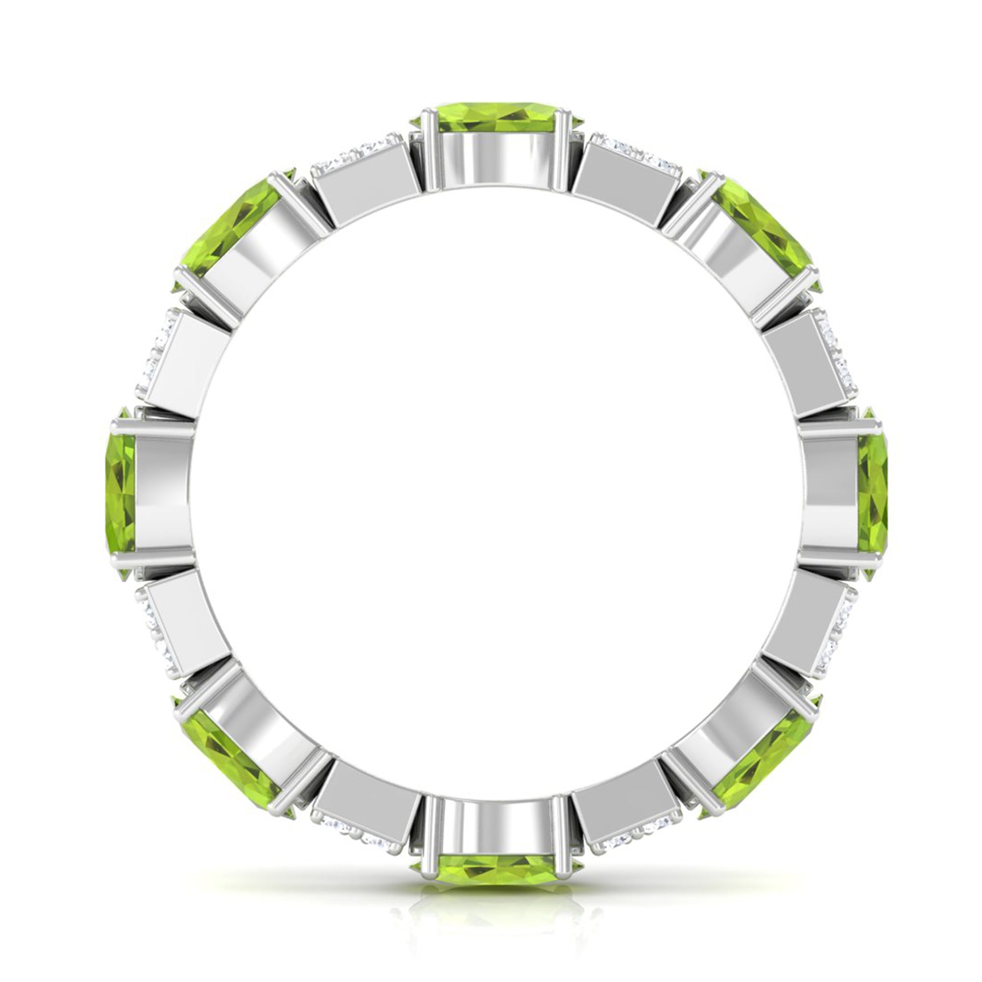 Oval Cut Peridot and Diamond Eternity Ring AAA - Rosec Jewels