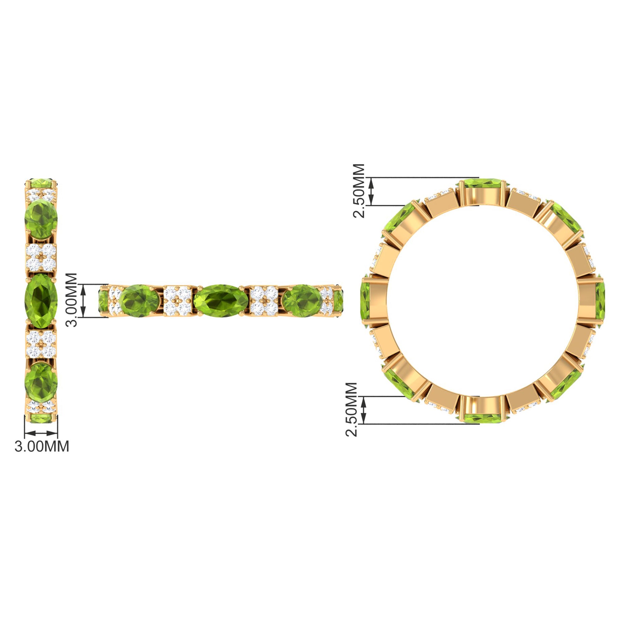 Oval Cut Peridot and Diamond Eternity Ring AAA - Rosec Jewels