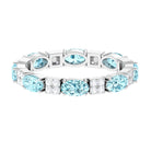 Real Aquamarine and Diamond Full Eternity Ring AAA - Rosec Jewels