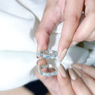 Real Aquamarine and Diamond Full Eternity Ring AAA - Rosec Jewels