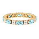 Real Aquamarine and Diamond Full Eternity Ring AAA - Rosec Jewels