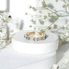 Real Aquamarine and Diamond Full Eternity Ring AAA - Rosec Jewels