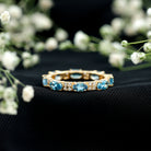 Real Aquamarine and Diamond Full Eternity Ring AAA - Rosec Jewels