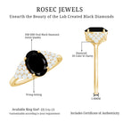 1.9 Carat Lab Grown Black Diamond Oval Engagement Ring with White Diamond AAAA ( Synthetic ) - Rosec Jewels