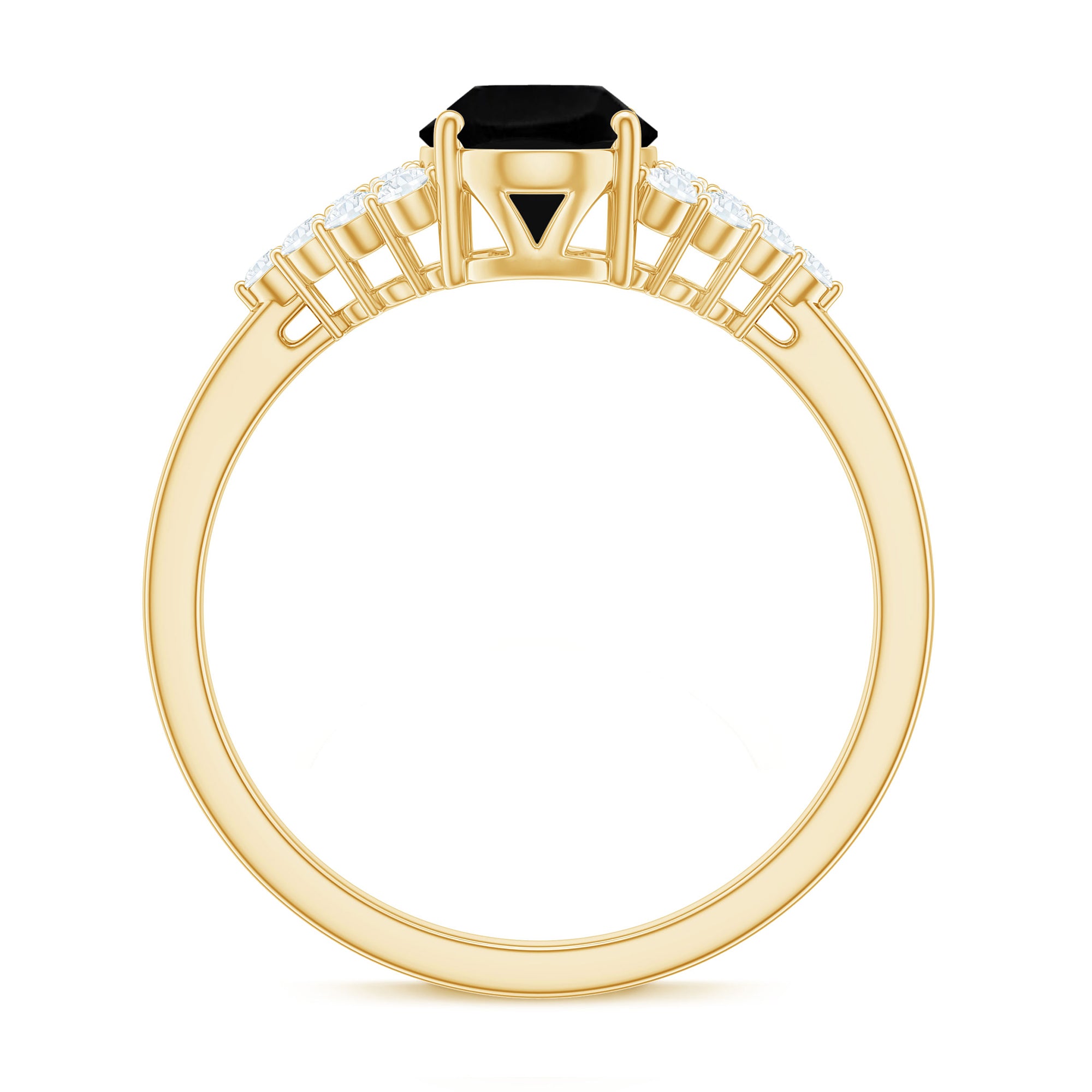 1.9 Carat Lab Grown Black Diamond Oval Engagement Ring with White Diamond AAAA ( Synthetic ) - Rosec Jewels