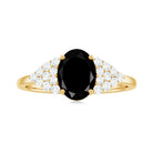 1.9 Carat Lab Grown Black Diamond Oval Engagement Ring with White Diamond AAAA ( Synthetic ) - Rosec Jewels