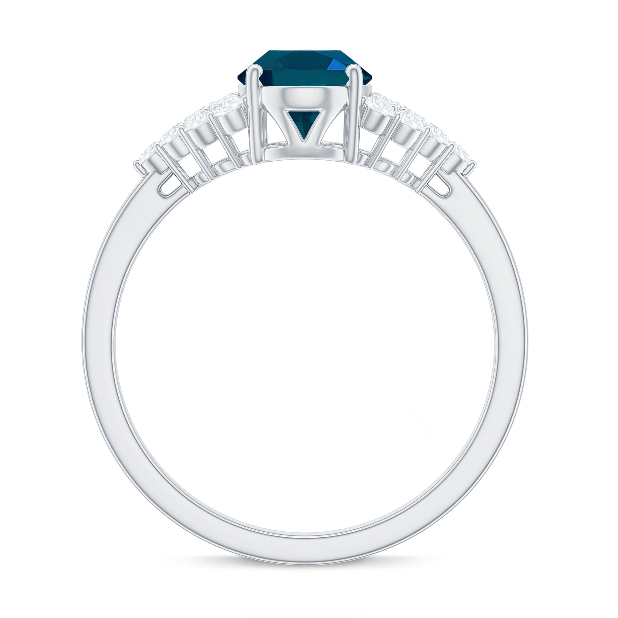 6X8mm Oval Cut London Blue Topaz Classic Engagement Ring with Diamond AAA - Rosec Jewels