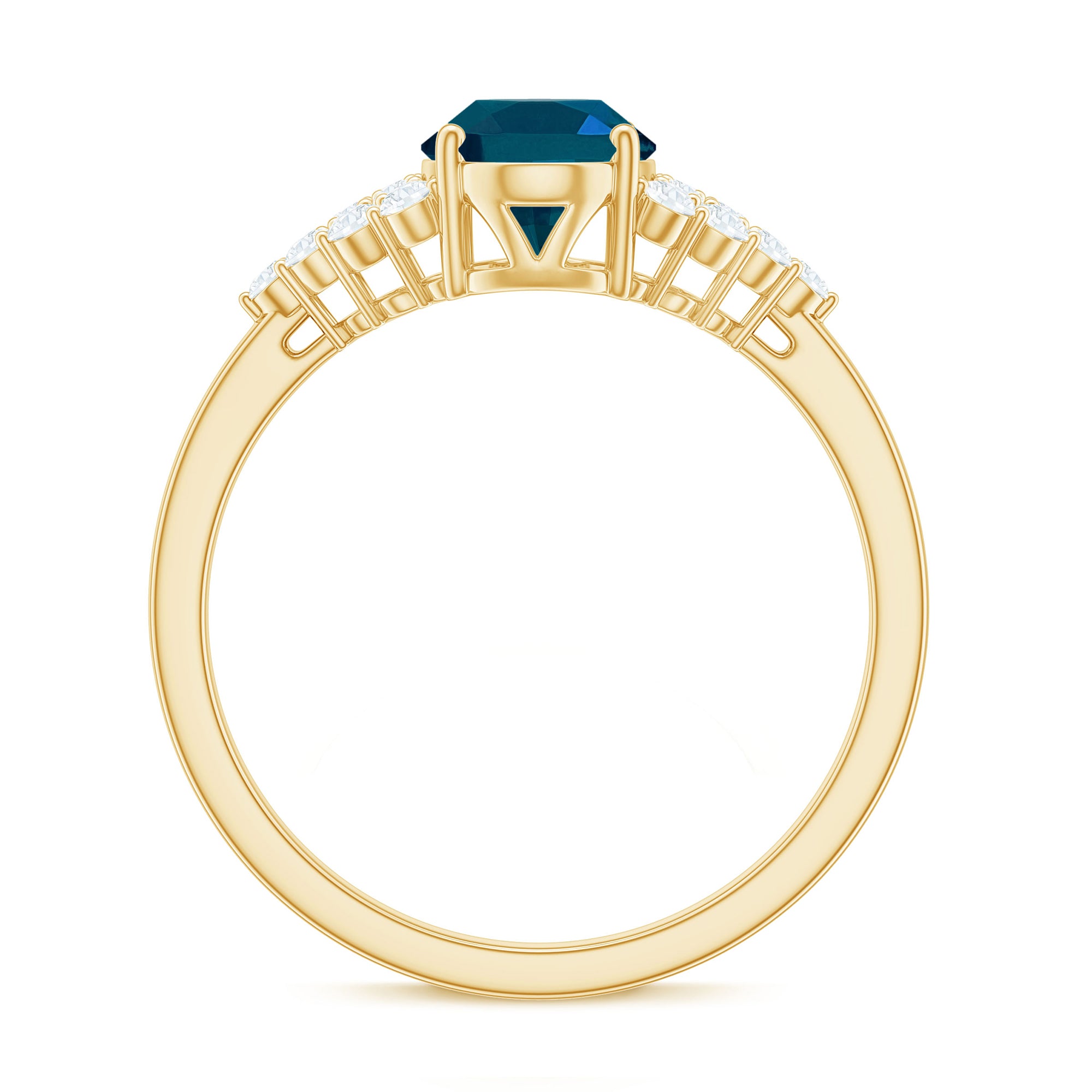 6X8mm Oval Cut London Blue Topaz Classic Engagement Ring with Diamond AAA - Rosec Jewels