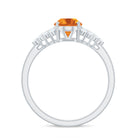 Natural Yellow Citrine Oval Engagement Ring with Diamond Side Stones AAA - Rosec Jewels
