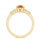 Natural Yellow Citrine Oval Engagement Ring with Diamond Side Stones AAA - Rosec Jewels