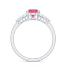 Classic Pink Tourmaline Solitaire Ring with Diamond Pink Tourmaline - ( AAA ) - Quality - Rosec Jewels