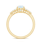 1 CT Oval Cut Moonstone Solitaire Ring with Diamond Accent AAA - Rosec Jewels